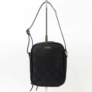 【1円スタート】GUCCI グッチ イタリア製 039-1156 02122 バニティポーチ 化粧ポーチ ブラック シルバー金具 GGキャンバス レザー