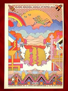 レア★1970年代 ピーターマックス ビンテージ ポスター 絵画 アート 虹船山 自然 サイケ USA雑貨インテリア