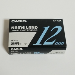 CASIO Name Land 黒文字／透明テープ 12mm XR-12X カシオ ネームランド