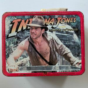 ランチボックス インディージョーンズ lunchbox 1984 THERMOS indiana Jones ビンテージ vintage サビ有 スチール製 22×17×厚10 LA購入