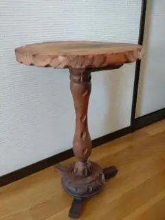 アンティーク調 木製 サイドテーブル 花台 ■ビンテージ インテリア