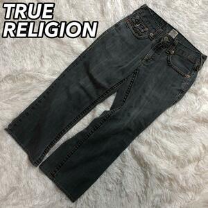 TrueReligion トゥルーレリジョン BILLY BIG T デニムパンツ ワークズボン ジーンズ パン ブラック 黒色 ワイド フレア W32 アメカジ