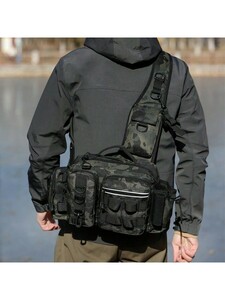 メンズ バッグ ショルダーパック 男性用マルチ機能フィッシングウエスト/ショルダー/チェストバッグ、取り外し可能ストラップ付き、釣