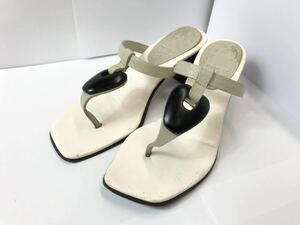 (D) GUCCI グッチ レザー サンダル 36.5 ホワイト (ma)