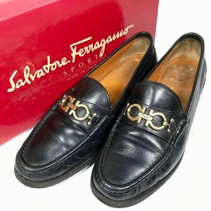 【フェラガモ】本物 Ferragamo 靴 23.5cm ガンチーニ ビットローファー スリッポン ビジネスシューズ 本革 レザー レディース 伊製 6 C 箱