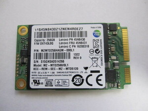 Samsung mSATA　SSD 256GB MZ-MTD2560 　 動作品