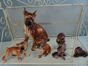 古いワンコの置物　陶器製　２種まとめて　昭和レトロ 中古　犬　いぬ　イヌ