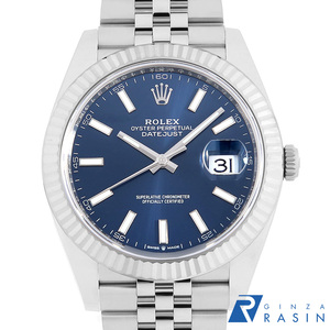 ロレックス デイトジャスト41 126334 ブルー バー 5列 ジュビリーブレス ランダム番 中古 メンズ 腕時計　
