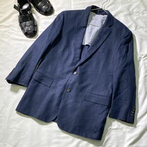 XL リネン100% ブルックスブラザーズ Brooks Brothers テーラードジャケット サマージャケット 麻 紺 ネイビー リージェント 2B メンズ