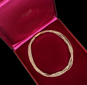 E5378【PIAGET】ピアジェ 最高級18金YG/WG無垢 5連ネックレス 長さ42.5cm 重量65.5g 幅2.2mm×5本