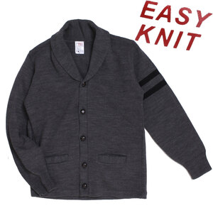 EASY KNIT イージーニット ライン入り カーディガン sizeS グレー イージーニット MADE IN CANADA