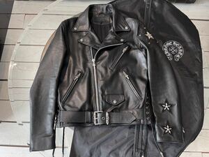 レア クロムハーツ Chrome Hearts JJディーン ダガージップ レザー ジャケット 3STAR カスタム ガーメント付 インボイス原本 ライダース