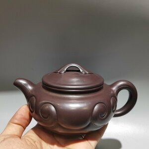 ◆古寳堂◆近現代 紫砂壺 如意古壺 顧景舟 紫泥 茶具 茶道品 極細工 古置物 古擺件 中国古美術 時代物 古董品