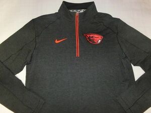 激レア Nike製 機能素材【DRI FIT】 USカレッジ オレゴン州大ビーバーズ【OREGON ST BEAVERS】ハーフジップジャケットUS XLサイズ D-GRAY