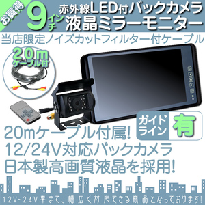 限定5set 12V24V 9インチミラー 液晶モニター/バックカメラ ミラーモニター 車載モニター 24V車 トラック バス 大型車対応