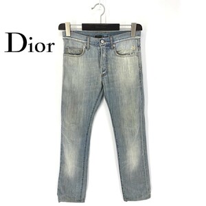 A6526/美品 春夏 Dior homme ディオール オム エディ期 ストレート ダメージ加工 テーパード デニムパンツ27 インディゴ/イタリア製 メンズ