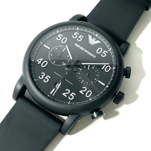 エンポリ EMPORIO ARMANI LUIGI クロノ 腕時計 メンズ 時計 ブラック ラバー ウォッチ エンポリオアルマーニ