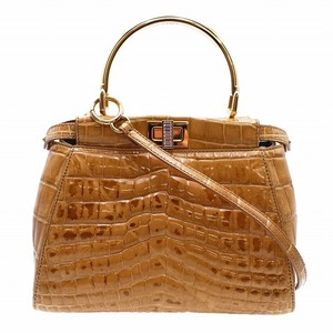 フェンディ FENDI クロコダイル ミニ ピーカブー 2way ショルダー ハンド バッグ レザー ストーン 8BN244 AAB2 F19JR a30