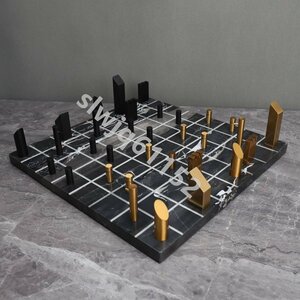 ヨーロッパ産大理石使用 チェス盤 ホームアクセサリー 装飾品 ボードゲーム 趣味 インテリア リビング ダイニング 寝室 ベッドルーム