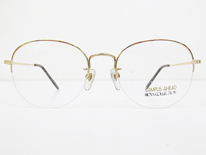 ∞ HOYA ホーヤ 眼鏡 メガネフレーム CAMPUS AHEAD CP019M 52□19-140 メタル ナイロール ハーフリム ゴールド 日本製 □H8