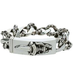 クロムハーツ Chrome Hearts ID DAGGER/ダガーIDファンシーリンク サイズ:12LINK シルバーブレスレット 中古 NO05