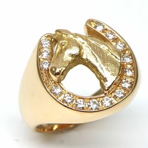 佐藤くにを(さとうくにを)◆K18 天然ダイヤモンド馬モチーフリング◆M 約10.9g 約11.5号 0.22ct diamond ring指輪 FA1/FA1