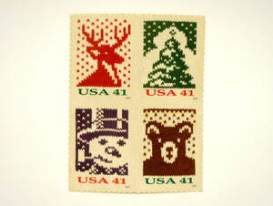アメリカ USA 切手 2007年 クリスマス ニット 田型
