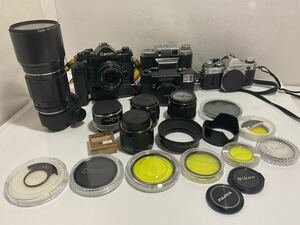 フィルムカメラ まとめ売り　Canon A-1/AE-1/MAMIYA-6/konika AF/レンズ パーツ　キャノン　コニカ　MC7 Nikon TC-201 など　現状品