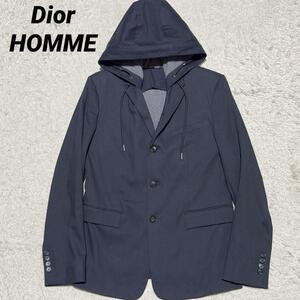 Dior HOMME フード テーラードジャケット ドッキング 48 濃紺 ディオールオム