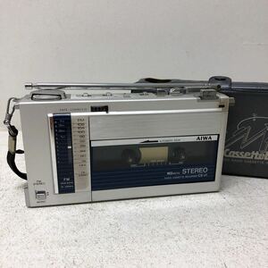 0510B AIWA METAL アイワ メタル ラジオ カセット レコーダー CS-J1 カセットボーイ Cassette Boy シルバー カバー付き ポータブル