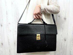 極美品 LOEWE ロエベ アナグラム ビジネスバッグ ショルダーバッグ バッグ レザー 黒 A4収納可 2WAY メンズ 70870