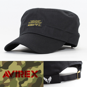 ワークキャップ 帽子 メンズ AVIREX FRONT NAME WORK CAP アヴィレックス ブラック アーミー 14493000-80 USA ミリタリー