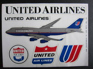 ユナイテッド航空■B747-400■3代目塗装バトルシップ（1993-2004）■ロゴ3点■チューリップロゴ■ステッカー　