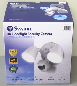 実使用無し スワン スマホ用 ワイヤレス Wi-Fi 4K カメラ センサーライト型 Swann SWIFI-4KFLOCAM-JP セキュリティ 防犯 暗視 サイレン警告