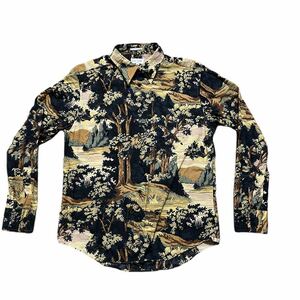 【美品】 Paul Smith ポールスミス 総柄 花柄 森林 個性的 風景 メンズ トップス 長袖 BDシャツ XL