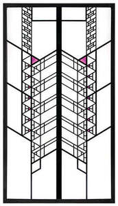 セール！即納！フランクロイドライト財団公認ホーリーホックハウス ステンドグラス壁装飾吊り下げ木製ベース輸入品