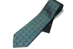 新品 GIORGIO ARMANI (ジョルジオアルマーニ) ハンドメイド 幾何学模様 シルク ネクタイ　イタリア製　グリーン
