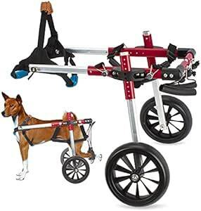 犬用車椅子 後肢リハビリサポート2輪歩行器 犬用カート補助輪 軽量 サイズ調整可能 小型・中型犬用 コーギー 柴犬など 老犬介