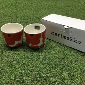 GX4422 MARIMEKKO マリメッコ UNIKKO ウニッコ 067849-001 ラテマグカップ 2個セット食器 ホワイト.レッド 未使用 保管品 コップ