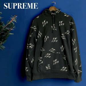 1円〜《極上品》SUPREME シュプリーム パーカー 総柄 15AW Eat Me Hoodie Large ブラック 黒 メンズ 希少 Lサイズ