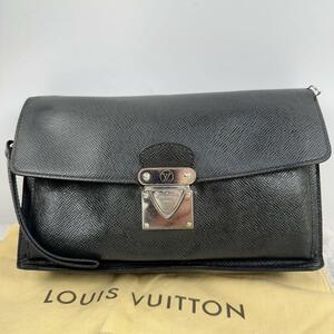 1円 ルイヴィトン LOUIS VUTTON ベライア クラッチバッグ セカンドバッグ シルバー金具 黒 レザー ブラック 革 べライヤ フラップ メンズ