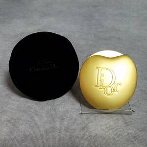【美品】　Christian Dior　クリスチャン ディオール　コンパクトミラー　ハンドミラー　手鏡　ゴールド　スライド式　ハート型　保存袋