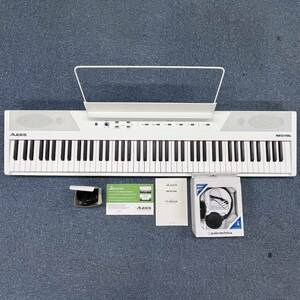 1円〜　ALESIS アレシス キーボード 電子ピアノ ホワイト RECITAL 88鍵　ヘッドホン付き　コード付き