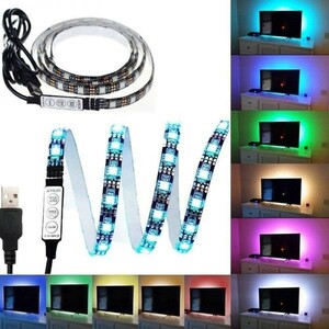 LEDテープライト RGB コントローラ付 5V 200CM 5050SMD 120連 切断可 TVバックライト LEDテープ DD39