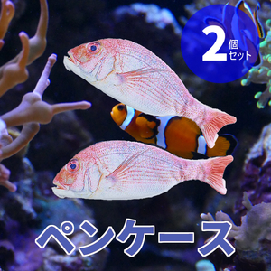 2点セット 鯛風 お魚 ペンケース ポーチ 新品 筆箱 財布(小銭入れ) プレゼント 贈答 パーティーグッズ 社会人 女性 男性 高校生 大学生