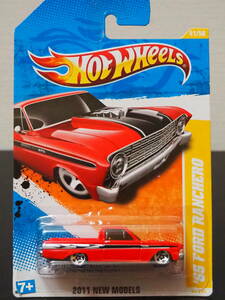 Hot Wheels 65 FORD RANCHERO FLAMS 赤 メタリック フォード ランチェロ ミニカー フレイムス HOT ROD PICKUP ローダウン ホットウィール