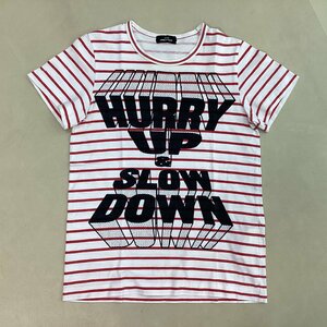 ■【送料198円】tricot COMME des GARCONS トリコ コムデギャルソン ボーダープリントTシャツ 半袖 レディース サイズ不明 白赤/0.12kg■