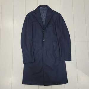 42 XS cantarelli Chesterfield Coat navy カンタレッリ チェスター フィールド コート ネイビー 紺 BEAMS F LARDINI herringbone 