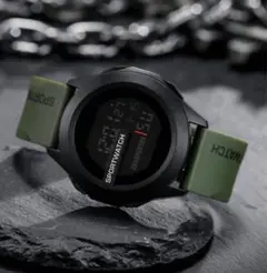 新品 男女兼用 LED 防水 スポーツ デジタル ウォッチ 腕時計カーキ