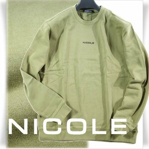 新品1円～★ニコル セレクション NICOLE selection メンズ 長袖 綿 コットン クルーネック トレーナー 50 LL スウェット カーキ ◆1189◆